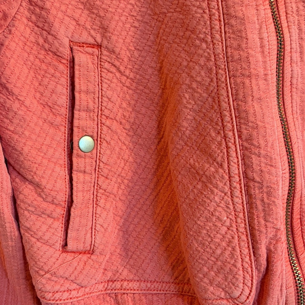 Anthropologie Woman’s Coral Colored Joyce Textured Moto Jacket Small - Picture 4 of 11